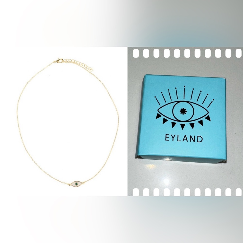 EYLAND white enamel evil eye 🧿 charm choker necklace bracelet gold chain